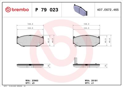 BREMBO P 79 023 Číslo výrobce: 23963. EAN: 8020584103760.
