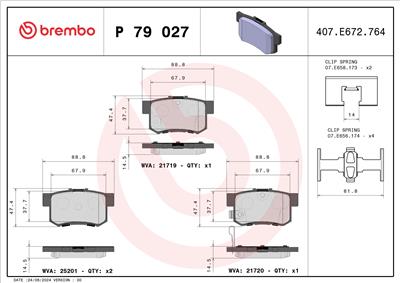 BREMBO P 79 027 Číslo výrobce: 21720. EAN: 8020584104903.