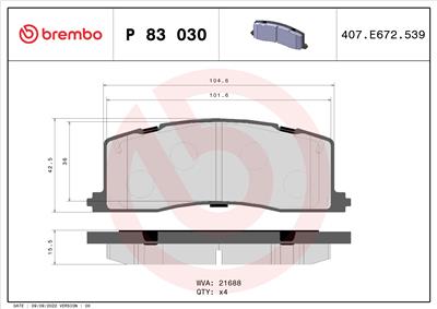 BREMBO P 83 030 Číslo výrobce: 21688. EAN: 8020584057650.