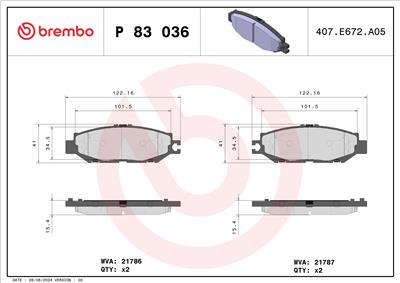 BREMBO P 83 036 Číslo výrobce: 21787. EAN: 8020584057711.