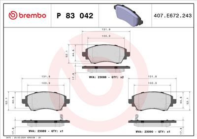 BREMBO P 83 042 Číslo výrobce: 23089. EAN: 8020584057773.