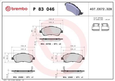 BREMBO P 83 046 Číslo výrobce: 23481. EAN: 8020584057810.
