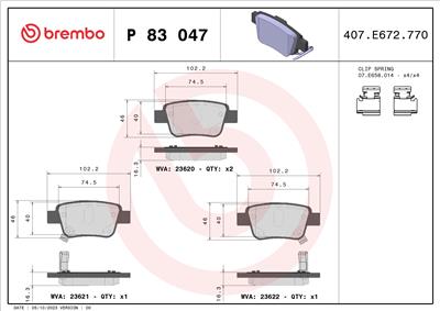 BREMBO P 83 047 Číslo výrobce: 23621. EAN: 8020584057827.