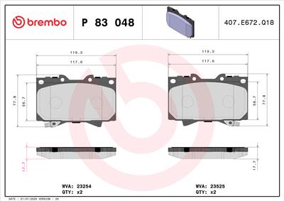 BREMBO P 83 048 Číslo výrobce: 23525. EAN: 8020584057834.
