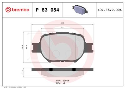 BREMBO P 83 054 Číslo výrobce: 23864. EAN: 8020584057896.