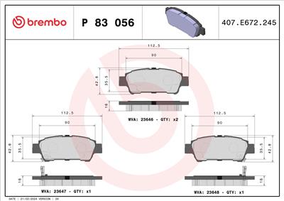 BREMBO P 83 056 Číslo výrobce: 23647. EAN: 8020584057919.