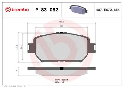 BREMBO P 83 062 Číslo výrobce: 23928. EAN: 8020584057971.
