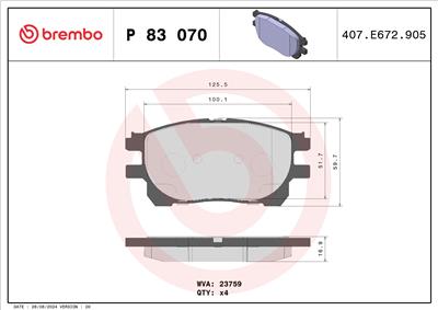 BREMBO P 83 070 Číslo výrobce: 23759. EAN: 8020584059708.