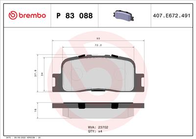 BREMBO P 83 088 Číslo výrobce: 23702. EAN: 8020584062265.