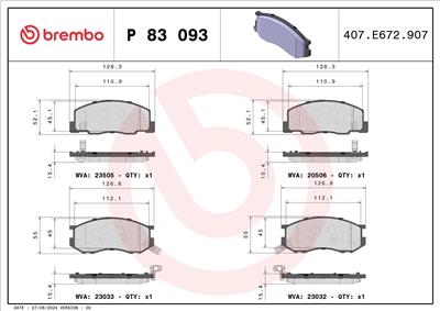 BREMBO P 83 093 Číslo výrobce: 23506. EAN: 8020584062319.