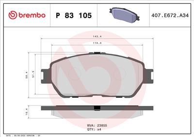 BREMBO P 83 105 Číslo výrobce: 23855. EAN: 8020584090916.
