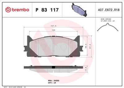 BREMBO P 83 117 Číslo výrobce: 24350. EAN: 8020584091098.