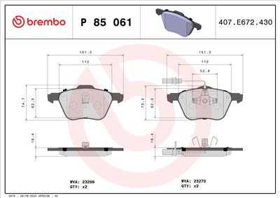 BREMBO P 85 061 Číslo výrobce: 23270. EAN: 8020584058640.