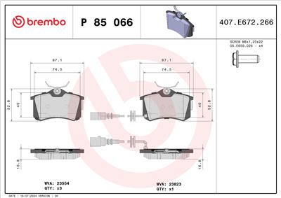 BREMBO P 85 066 Číslo výrobce: 23823. EAN: 8020584058695.