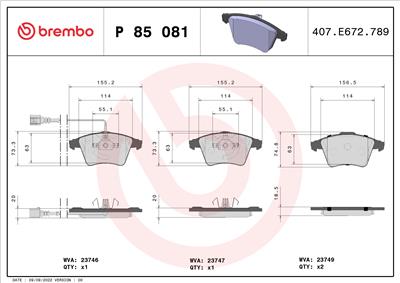 BREMBO P 85 081 Číslo výrobce: 23747. EAN: 8020584058848.