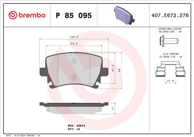 BREMBO P 85 095X Číslo výrobce: 23914. EAN: 8020584069318.