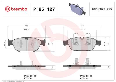 BREMBO P 85 127 Číslo výrobce: 25159. EAN: 8020584104002.
