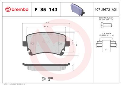 BREMBO P 85 143 Číslo výrobce: 23326. EAN: 8020584080122.