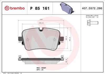 BREMBO P 85 161 Číslo výrobce: 22307. EAN: 8020584084793.