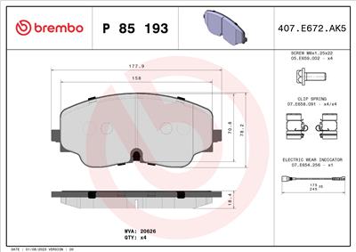 BREMBO P 85 193 EAN: 8020584122952.