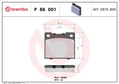 BREMBO P 86 001 Číslo výrobce: 20088. EAN: 8020584058893.
