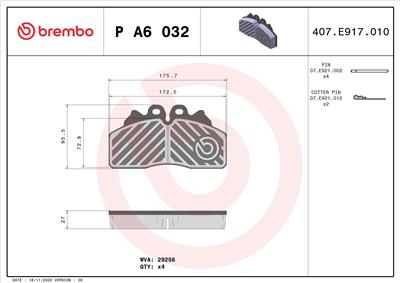 BREMBO P A6 032 EAN: 8020584122433.