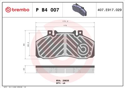 BREMBO P B4 007 EAN: 8020584122525.