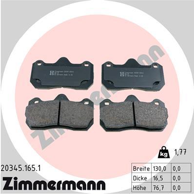 ZIMMERMANN 20345.165.1 Číslo výrobce: 20345. EAN: 4250238729068.