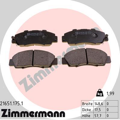 ZIMMERMANN 21651.175.1 Číslo výrobce: 21651. EAN: 4250238735533.