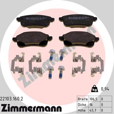 ZIMMERMANN 22103.160.2 Číslo výrobce: 22103. EAN: 4250238777168.