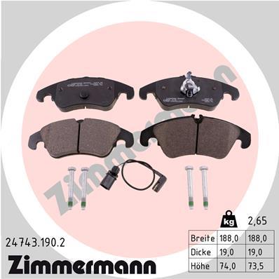 ZIMMERMANN 24743.190.2 Číslo výrobce: 24408. EAN: 4250238746362.