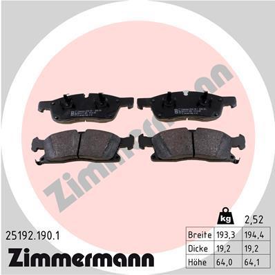 ZIMMERMANN 25192.190.1 Číslo výrobce: 25190. EAN: 4250238761426.