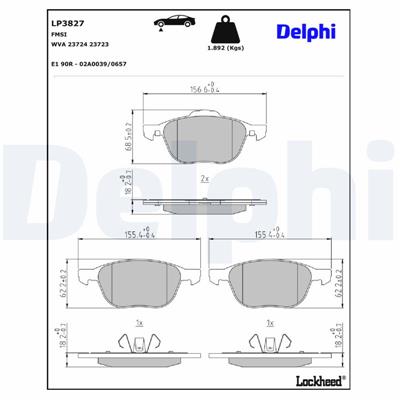 DELPHI LP3827 EAN: 5012759582275.