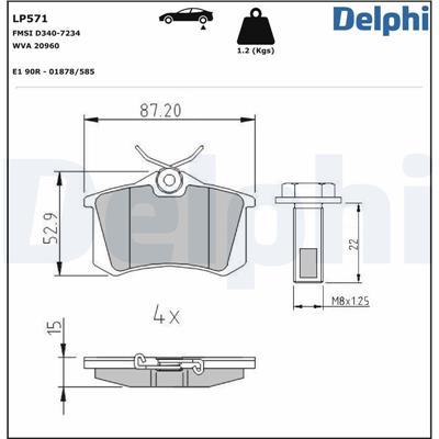 DELPHI LP571 Číslo výrobce: 20960. EAN: 5012759303863.