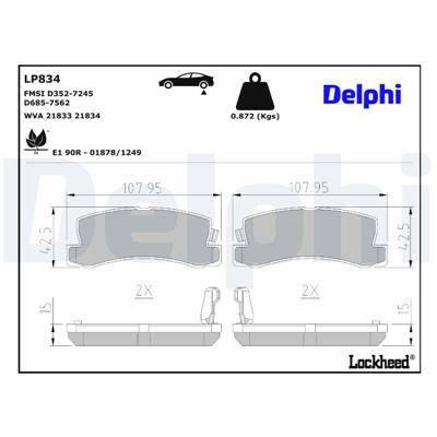 DELPHI LP834 EAN: 5012759306284.