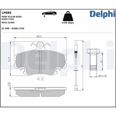 DELPHI LP885 Číslo výrobce: 21463. EAN: 5012759913352.