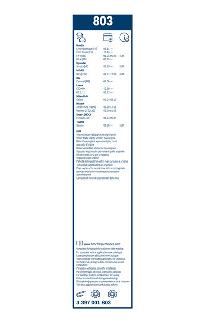 BOSCH 3 397 001 803 Číslo výrobce: 803. EAN: 3165143176719.