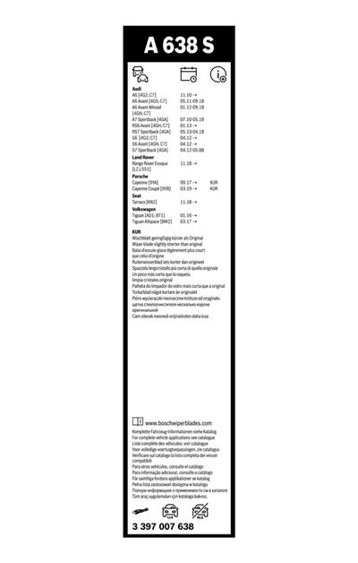 BOSCH 3 397 007 638 Číslo výrobce: A 638 S. EAN: 4047024878730.