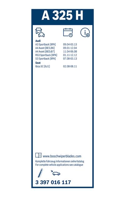 BOSCH 3 397 016 117 Číslo výrobce: A 325 H. EAN: 4047026183122.