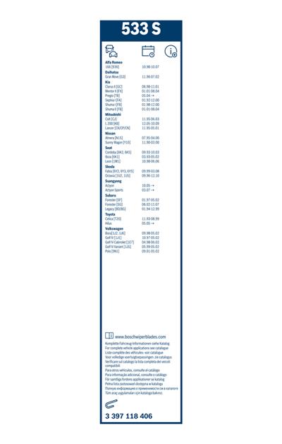 BOSCH 3 397 118 406 Číslo výrobce: 533 S. EAN: 3165141086775.