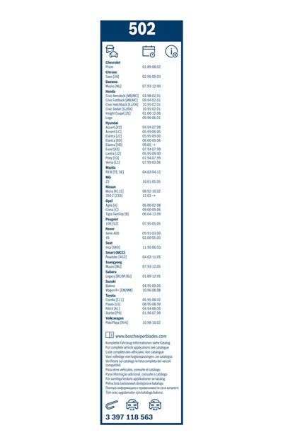 BOSCH 3 397 118 563 Číslo výrobce: 502. EAN: 3165141087659.