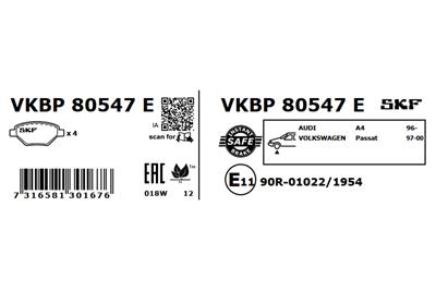 SKF VKBP 80547 E Číslo výrobce: 21945. EAN: 7316581301676.