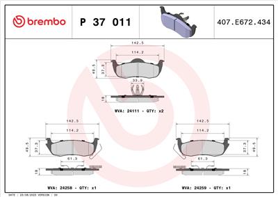 BREMBO P 37 011 Číslo výrobce: 24259. EAN: 8020584060902.