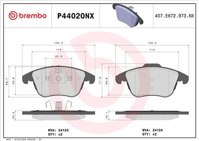 BREMBO P44020NX EAN: 8020584131329.