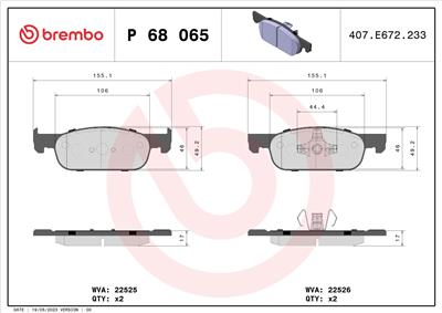 BREMBO P 68 065 Číslo výrobce: 22526. EAN: 8020584084199.