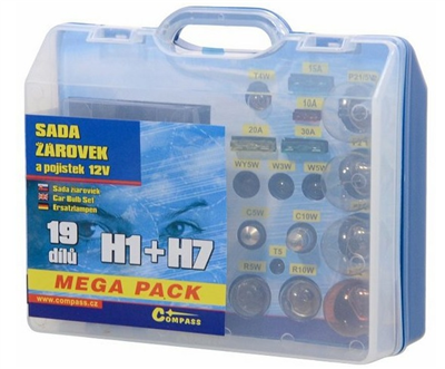 ŽÁROVKY SERVISNÍ BOX 12 V MEGA PACK H1+H7+POJISTKY