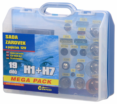 ŽÁROVKY SERVISNÍ BOX 12 V MEGA PACK H1+H7+POJISTKY