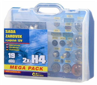 ŽÁROVKY SERVISNÍ BOX 12 V MEGA PACK H4+H4+POJISTKY