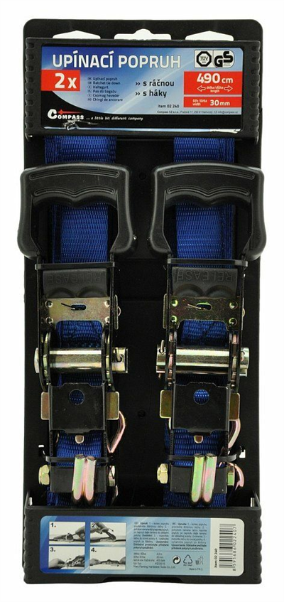 POPRUH S RÁČNOU A HÁKY 2 ks, 400 daN, 32 mm x 4,9 m, TÜV