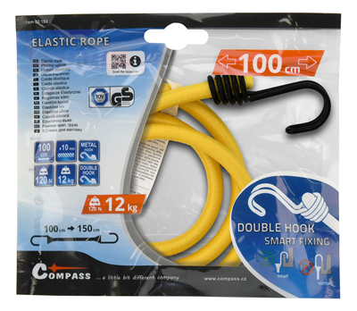 UPÍNAČ PRUŽNÝ DOUBLE HOOK 10 mm/100 cm, TÜV/GS
